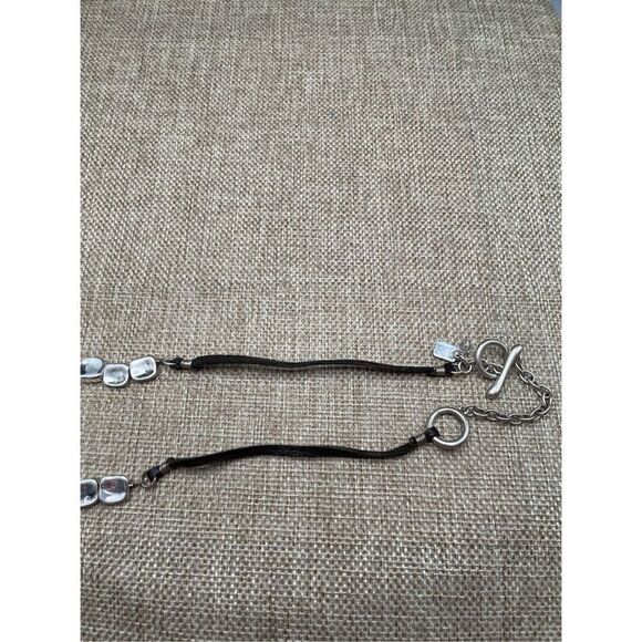 RLM Soho Stamped Silver and Black Leather Necklace Vintage Robert Lee Morris - Picture 5 of 7